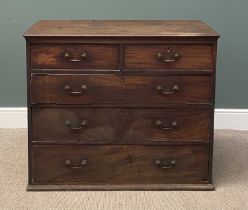 GEORGIAN MAHOGANY CHEST having three graduated long drawers over two short, reduced, 94 (h) x 111 (