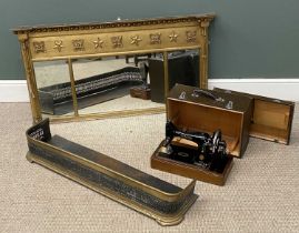 ARCHITECTURAL FORM OVER-MANTEL MIRROR / SEWING MACHINE / FENDER the three section mirror with gilt