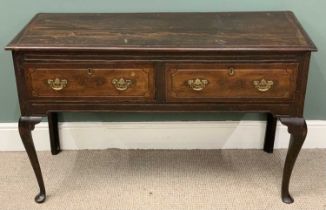 SHROPSHIRE / WELSH BORDERS STYLE OAK DRESSER BASE 19th Century, two drawers over cabriole