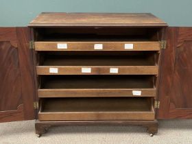 VICTORIAN MAHOGANY TWO DOOR CUPBOARD with oak sliders to the interior, bracket feet, 106 (h) x