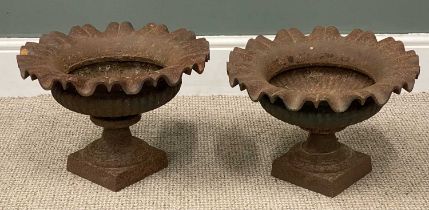 PAIR OF CAST METAL GARDEN URNS of campana form, 20 (h) x 40.5cms (diam.) Provenance: private