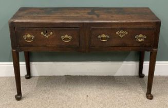 SHROPSHIRE / WELSH BORDERS OAK DRESSER BASE 19th Century, having two drawers on straight turned