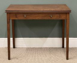 EDWARDIAN MAHOGANY FOLDOVER TEA TABLE with single drawer, 74 (h) x 91 (w) x 45cms (d) (closed)