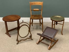 VARIOUS SMALL FURNITURE ITEMS including farmhouse chair, Edwardian swing table top mirror,