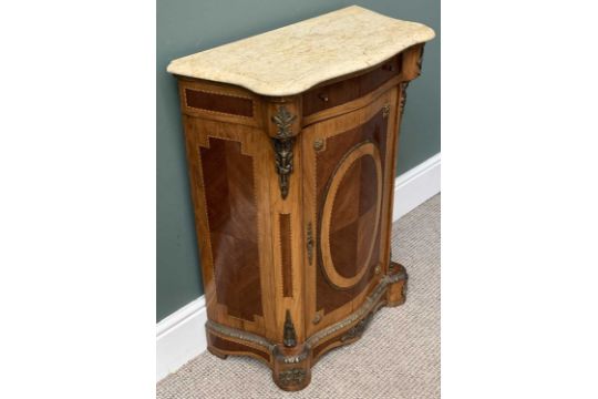 REPRODUCTION KINGWOOD CABINET with shaped marble top, crossbanding and string detail throughout, - Image 4 of 6