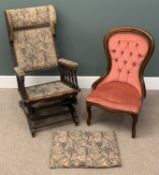 EDWARDIAN AMERICAN ROCKING CHAIR and a button and spoon back chair Provenance: private collection