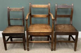 THREE ANTIQUE WELSH FARMHOUSE CHAIRS, one carver and two others Provenance: private collection