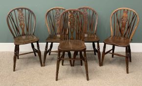 OAK & ELM WHEEL & SPINDLE BACK DINING CHAIRS (4 + 1) Provenance: private collection Shropshire