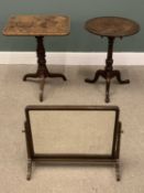 OFFERED WITH LOT 24 - TWO TILT TOP SIDE TABLES both on tripod and turned supports, one circular top,