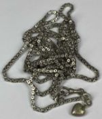 A SILVER BOX LINK GUARD CHAIN with clip, 72cms (l), 45gms Provenance: private collection Ynys Mon