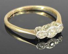 9CT GOLD THREE STONE DIAMOND RING, size Q, 1.7gms Provenance: private collection Ynys Mon