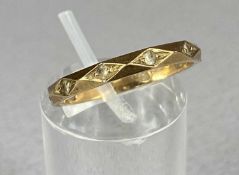 9CT GOLD RING with faceted sides, size P, 1.7gms Provenance: private collection Ynys Mon