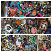 LARGE COLLECTION OF COSTUME JEWELLERY including bangles and necklaces, contained in three boxes