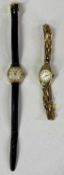 LADIES 9CT GOLD WRISTWATCH, octagonal shaped head, circular silvered dial with Roman numerals, on