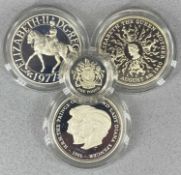 CASED COMMEMORATIVE SILVER COINS, 1977 Silver Jubilee proof Crown, 1980 Queen Mother proof crown,