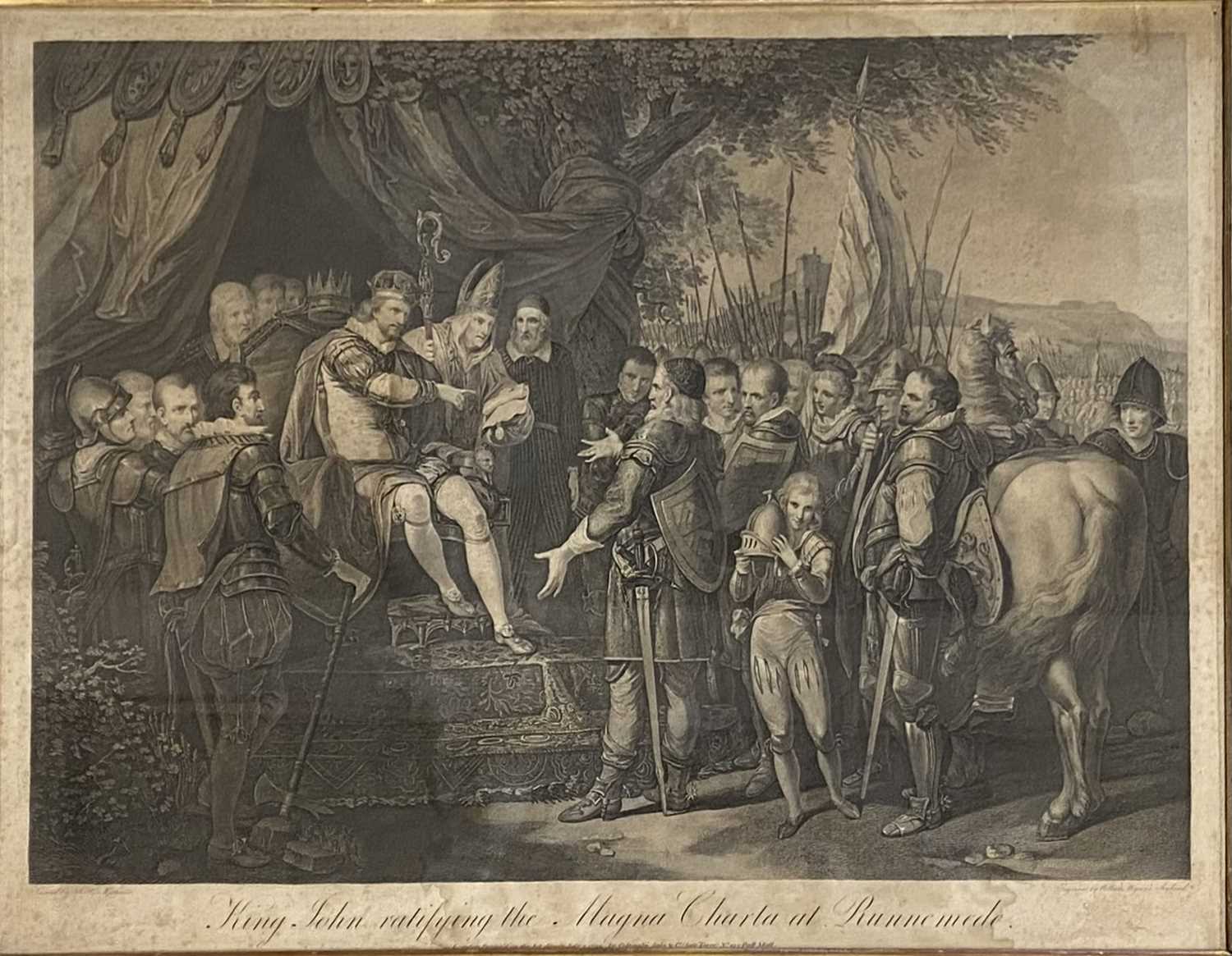 WILLIAM WYNNE RYLAND (English 1732 - 1783) stipple engraving - 'King John ratifying the Magna Charta