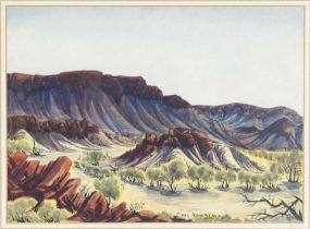 ENOS NAMATJIRA (Australian, 1920-1969) watercolour - Outback landscape, possibly the MacDonnell