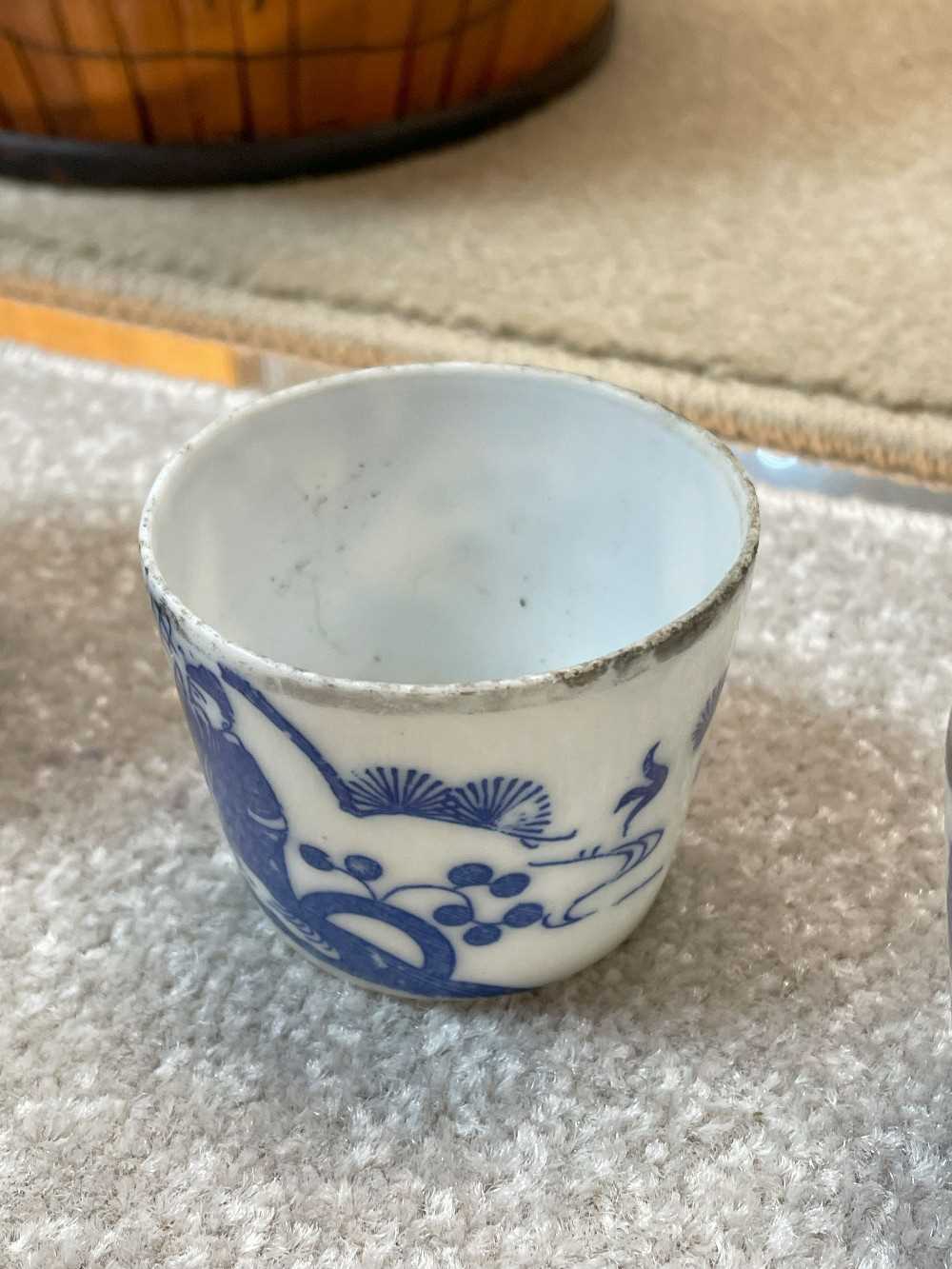 ASSORTED CHINESE BLUE & WHITE PORCELAIN, including two cylindrical teapots (one in bamboo - Image 17 of 29