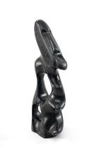 ALEX ALIKASHUAK, mottled charcoal steatite - Spirit Figure, signed in syllabics, Whale Cove, 1998,