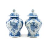 PAIR OF CHINESE BLUE & WHITE PORCELAIN VASES, early 20th Century, each of baluster form, painted
