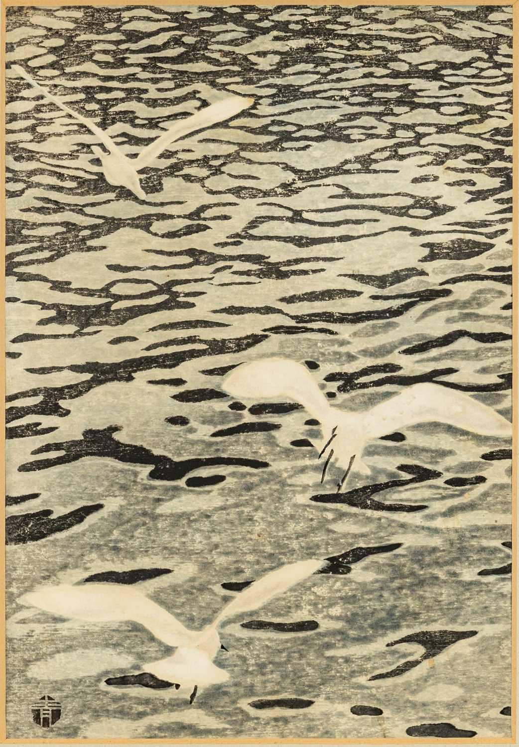MASAHARU AOYAMA (Japanese, 1893-1969) woodblock prints -'Seagulls' and 'Trees in Snow', signed - Image 3 of 3