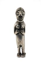 INCA SILVER ALLOY FIGURE, Peru, possibly c. 1500 AD, of a standing naked female, wt 40g, 6cms high
