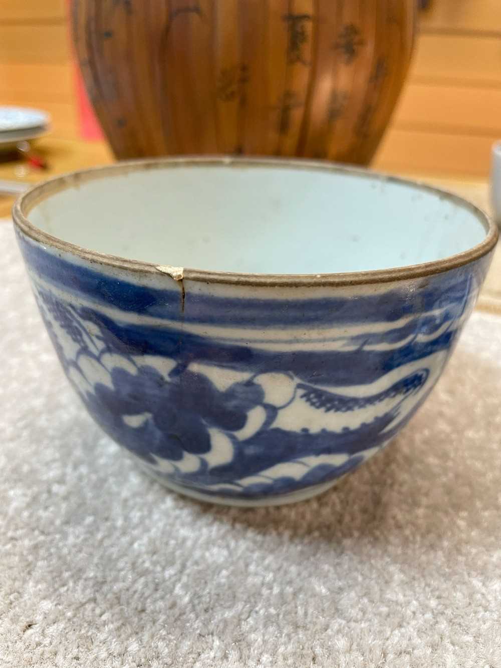 ASSORTED CHINESE BLUE & WHITE PORCELAIN, including two cylindrical teapots (one in bamboo - Image 14 of 29