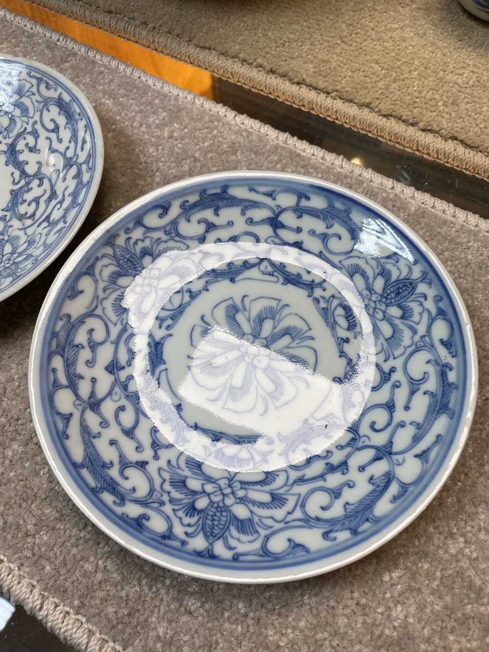 ASSORTED CHINESE BLUE & WHITE PORCELAIN, including two cylindrical teapots (one in bamboo - Image 16 of 29