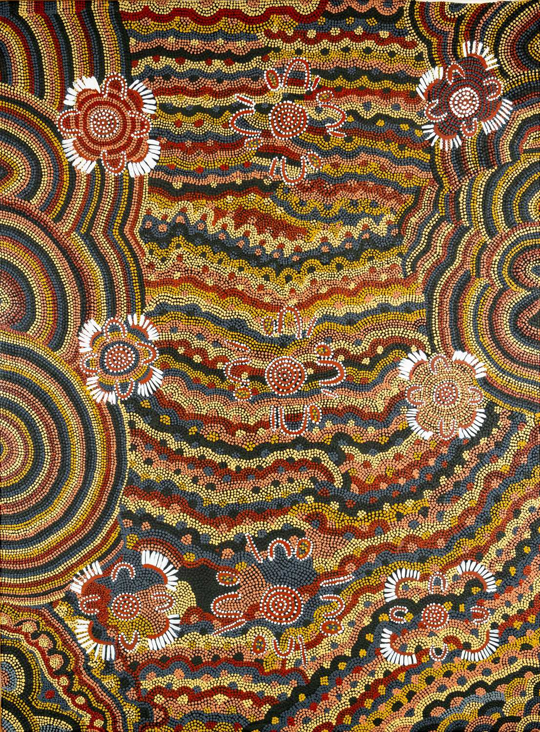 SHARON NUNGALA (Australian, 20th C.) acrylic on canvas - Papunya Dreaming, 123 x 91cms Provenance: