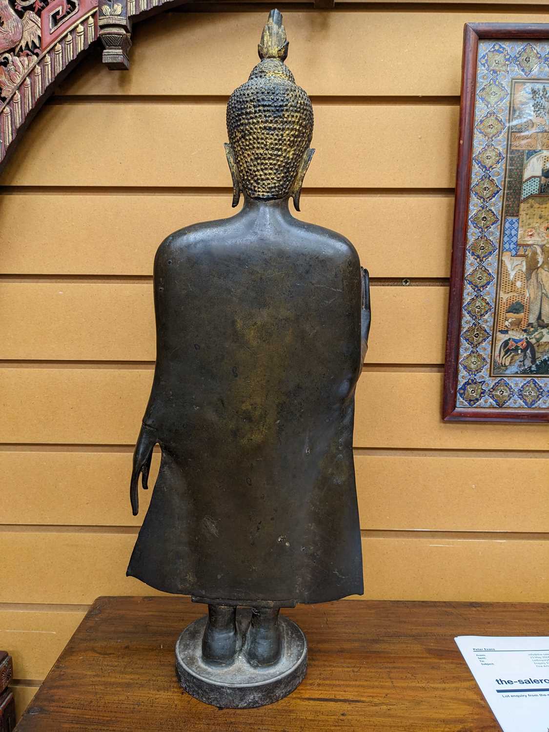 THAI COPPER ALLOY BUDDHA, Sukhothai style c.15th-16th Century, probably Kaempeng Phet, standing on a - Image 9 of 11