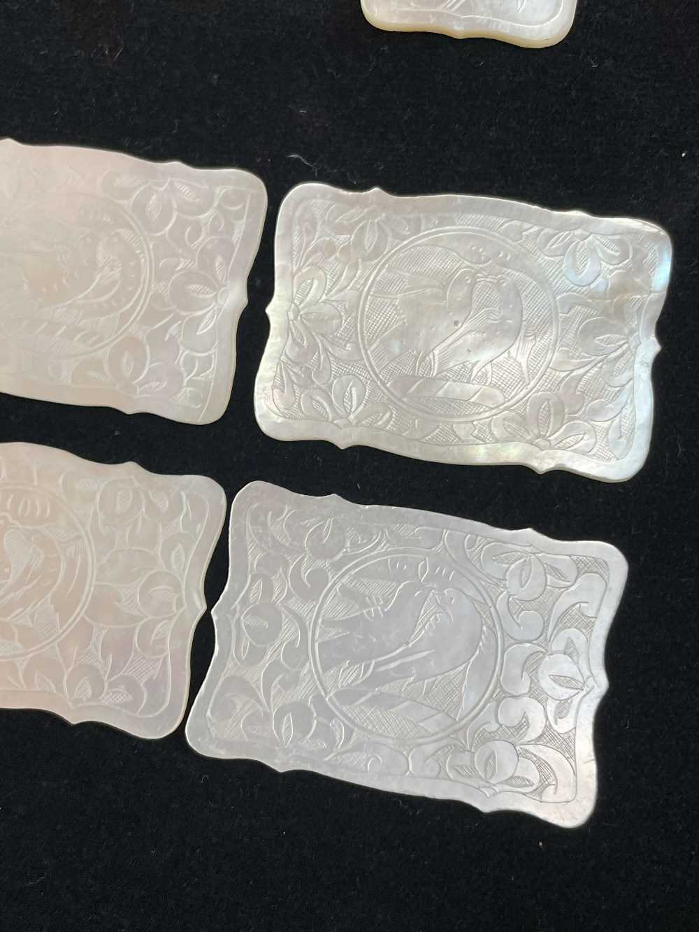 ASSORTED CHINESE MOTHER OF PEARL GAMING COUNTERS, vaiously shaped, and including set of 4 - Image 15 of 27
