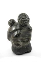 UNIDENTIFIED ARTIST, grey steatite - Mother & Child, signed in syllabics, 16cms (h) Provenance: