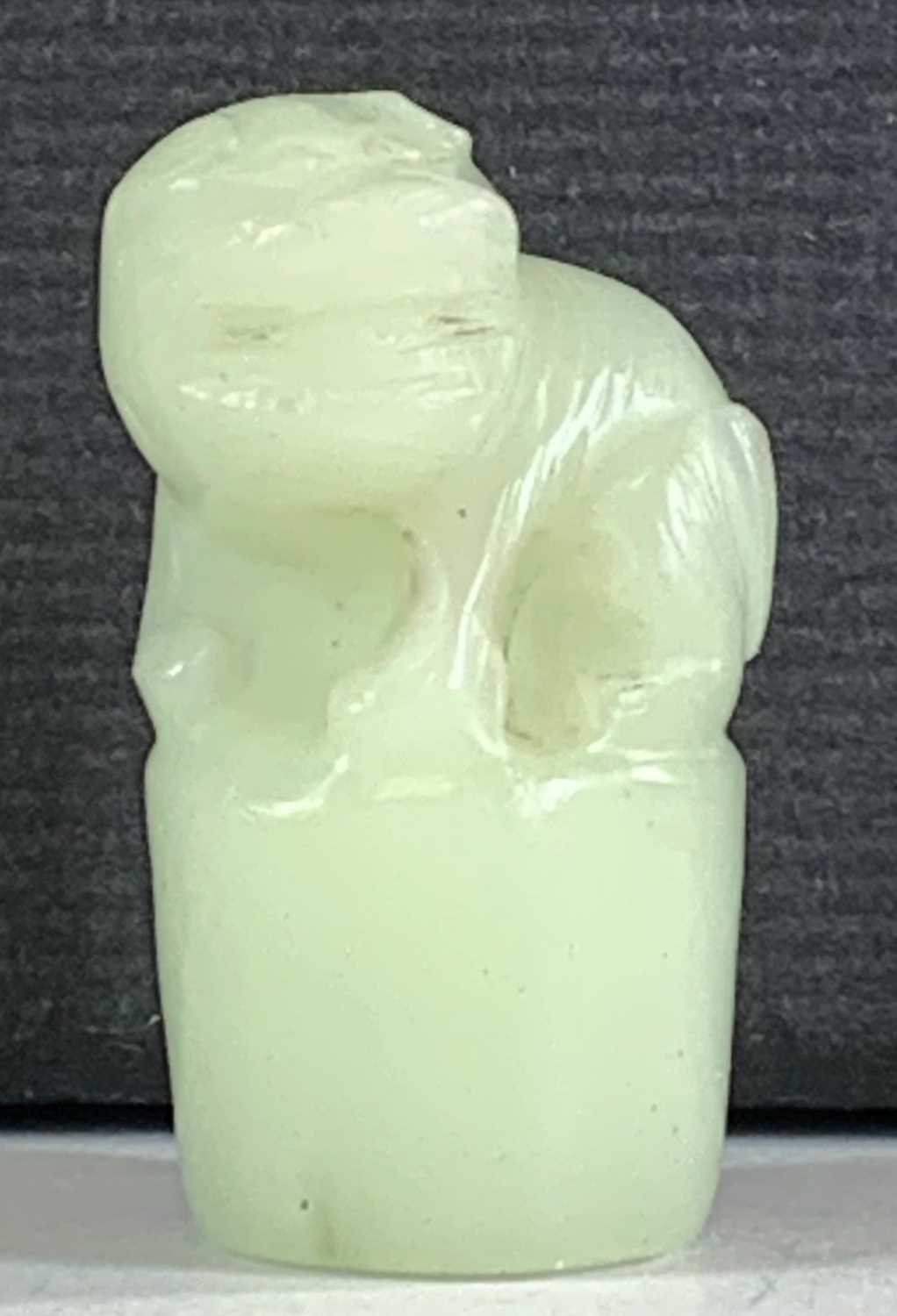 GROUP OF CHINESE & ASIAN HARDSTONES, comprising celadon jade liondog or dog of fo seal 42mm, - Image 2 of 8