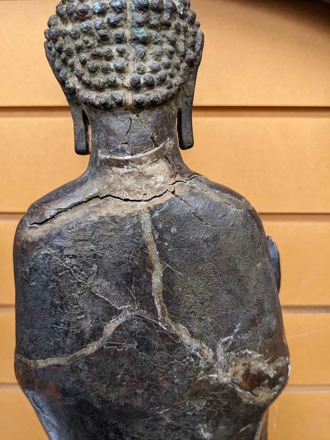 THAI COPPER ALLOY BUDDHA, Mon Dvaravati Style c. 8th-10th Century, cast in frontal position of - Image 3 of 13