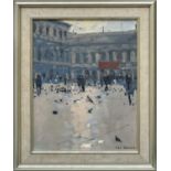 ‡ KEN HOWARD OBE RA (English 1932-2022) oil on board - Piazza San Marco, Venice with figures,