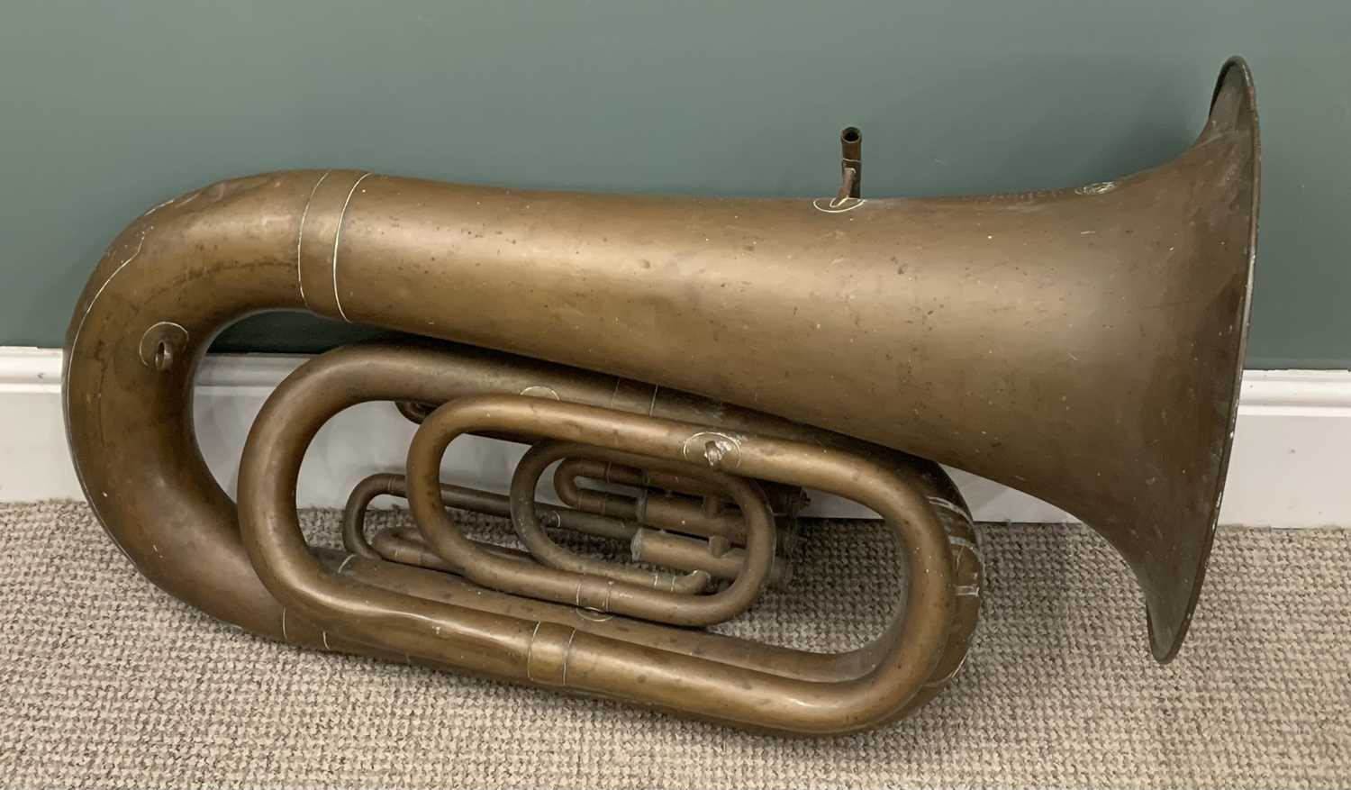 TWO MUSICAL INSTRUMENTS & RECORD PLAYER comprising 20th century red-painted violin with case, by - Image 2 of 5