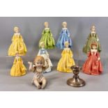 SEVEN ROYAL DOULTON FIGURINES modelled by F.G. Doughty including 'Grandmother's Dress' model 3081 in