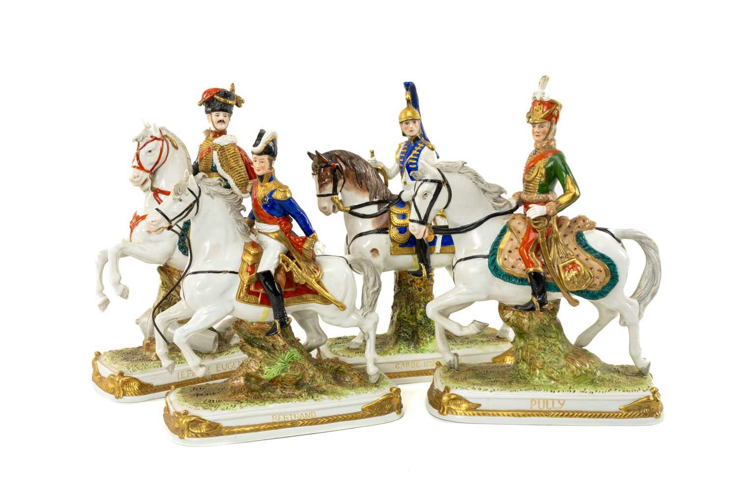 GROUP OF FOUR SCHEIBE ALSBACH PORCELAIN 'THE GENERALS OF NAPOLEON', comprising 'Bertrand', 'Le