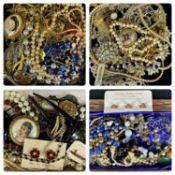 ASSORTED ANTIQUE, VINTAGE & MODERN COSTUME JEWELLERY, contained within four boxes Provenance: