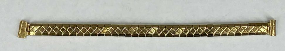 9CT GOLD LADIES' FLEXIBLE WATCH BRACELET, 14cms (l), 12.8gms Provenance: private collection Conwy