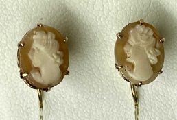 PAIR OF 9CT GOLD CAMEO PORTRAIT SCREW BACK EARRINGS Provenance: private collection Denbighshire