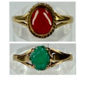 TWO 9CT GOLD STONE SET DRESS RINGS, size Q and H, 3.1gms gross Provenance: private collection