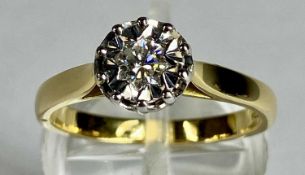 18CT GOLD PRINCESS CUT SOLITAIRE DIAMOND RING, approx. 0.40ct, size N, 3.5gms Provenance: private