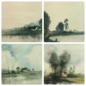 PETER HODSON (British 20th century) set of four watercolours - lake views, signed and dated '81