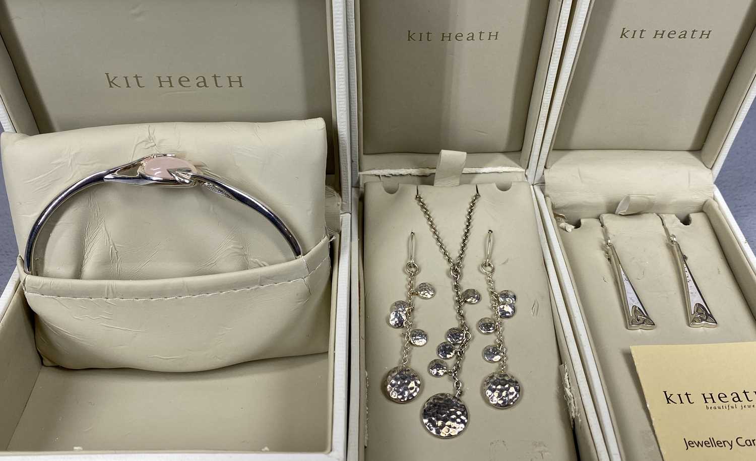 KIT HEATH STERLING SILVER JEWELLERY comprising necklace and matching earrings, bangle and pair of