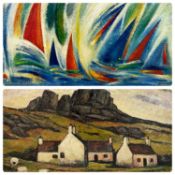 20TH CENTURY WELSH SCHOOL (2) E.M. oil on board - entitled 'Y Rhiw Llyn' on label verso, 29 x