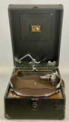 VINTAGE HMV WIND UP TABLETOP GRAMOPHONE PLAYER in black case Provenance: deceased estate