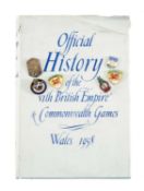 OLYMPICS / COMMONWEALTH GAMES CLUB HOUSE: GROUP OF SIX ENAMEL BADGES together with a book, including