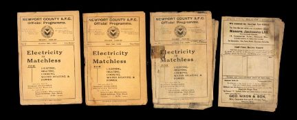 THE FOOTBALL CLUB HOUSE: NEWPORT COUNTY AFC PROGRAMMES FOR SEASON 1938 - 1939, to include Newport