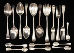 GROUP OF ASSORTED SILVER CUTLERY comprising pair of George V salad servers, Chester 1924, five